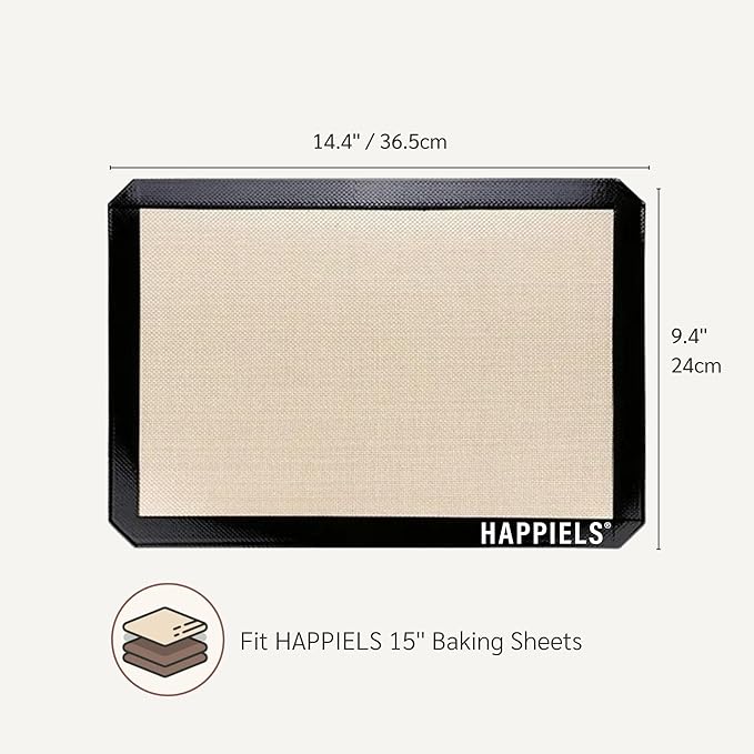 NonStick Baking Mats for 15 inch Sheets 2-Pack | Silicone Nonstick Baking Mats 10 x 15 inches |