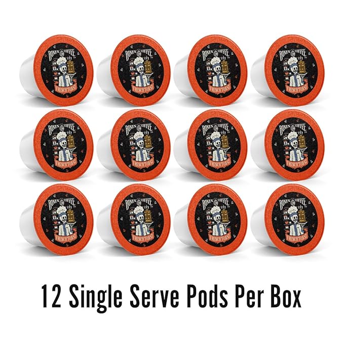 Bones Coffee Company Flavored Coffee Bones Cups French Toast | 12ct Single-Serve Coffee Pods