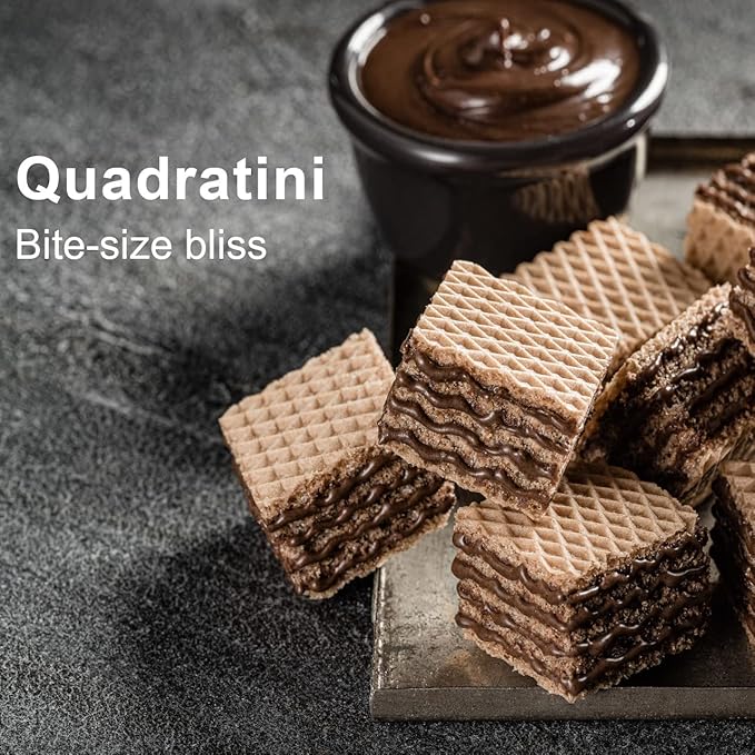 Loacker Quadratini Chocolate Wafer Cookies LARGE - 30% Less Sugar - Premium Crispy Bite Size Wafers