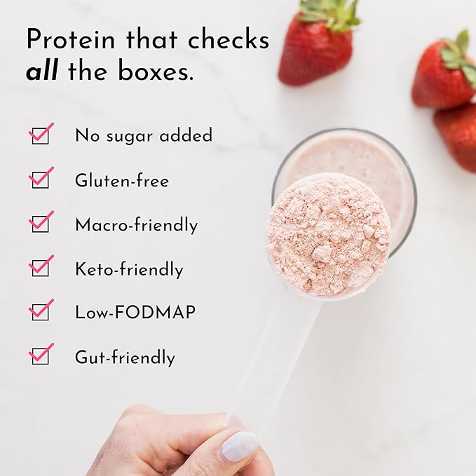 JUST INGREDIENTS Strawberries & Cream Protein Powder ??20-Serving Blend with 100% Grass-Fed Whey &