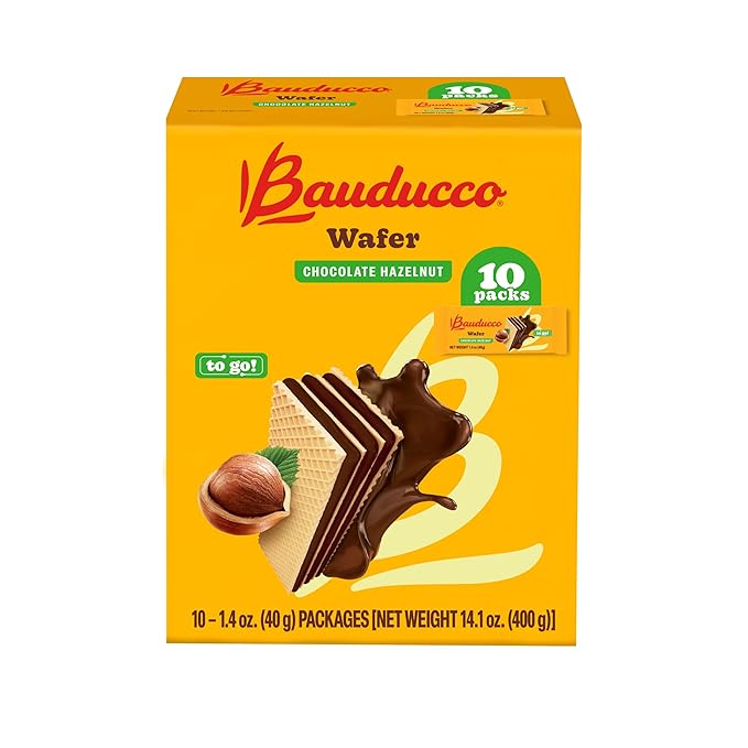 Bauducco Wafer Cookies, Chocolate Hazelnut, Single Serve, 14.1 oz (Pack of 10) - Individually