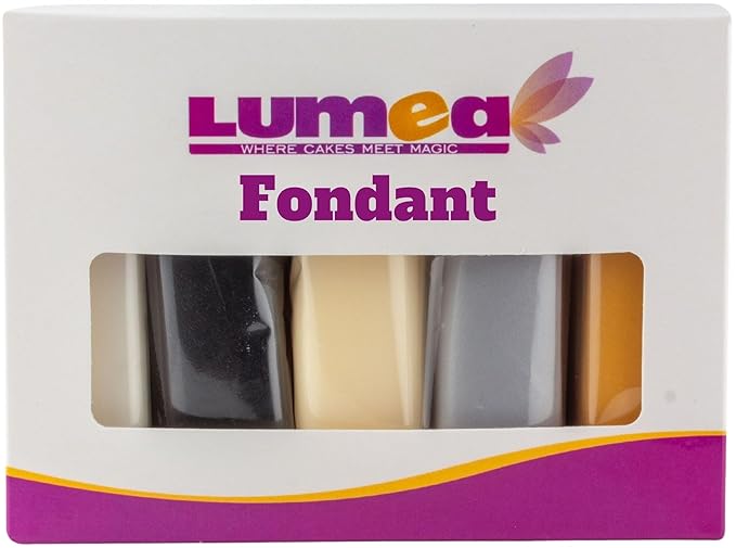 Dekozauber24 Fondant icing multipack, 5 colors, 3.5oz (100g) rolled fondant per color, for cakes
