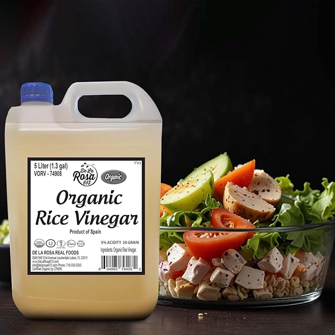 De La Rosa Organic Rice Vinegar 5% Acidity, Kosher, Rice Vinegar for Cooking, Sushi, Salad