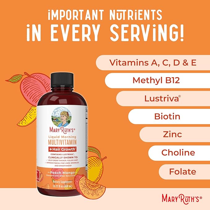 MaryRuth's Liquid Multivitamin + Hair Growth | Biotin 10000mcg | Lustriva Hair Growth Supplement |