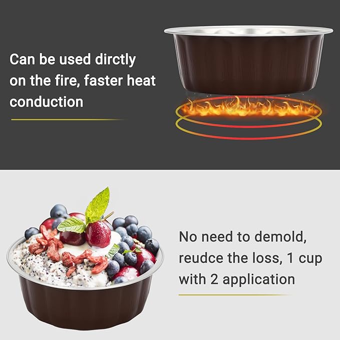 Beasea 8oz Disposable Ramekins, 50 Pack Aluminum Foil Cups with Lids, Baking Ramekin Cup Souffle