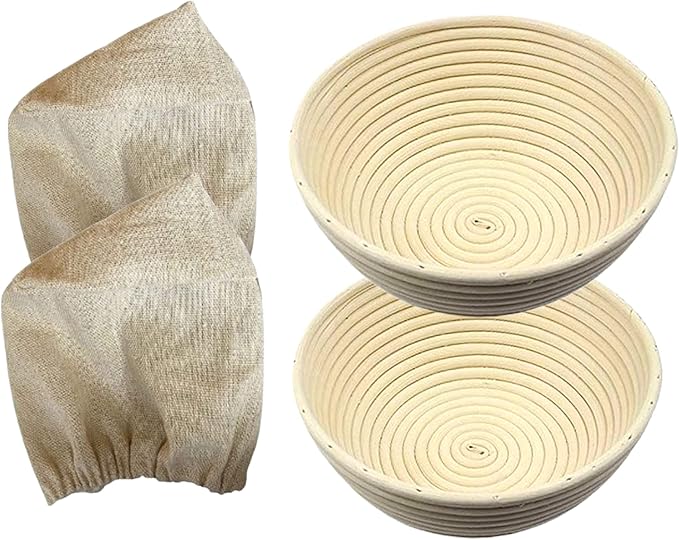 7 Inch Round Bread Banneton Proofing Basket Set of 2 Sourdough Proofing Basket kit for Artisanal