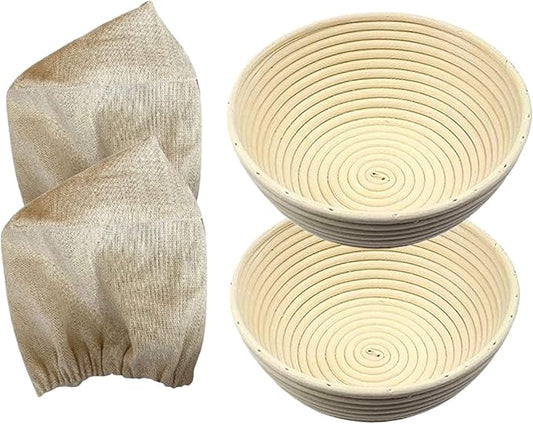 7 Inch Round Bread Banneton Proofing Basket Set of 2 Sourdough Proofing Basket kit for Artisanal