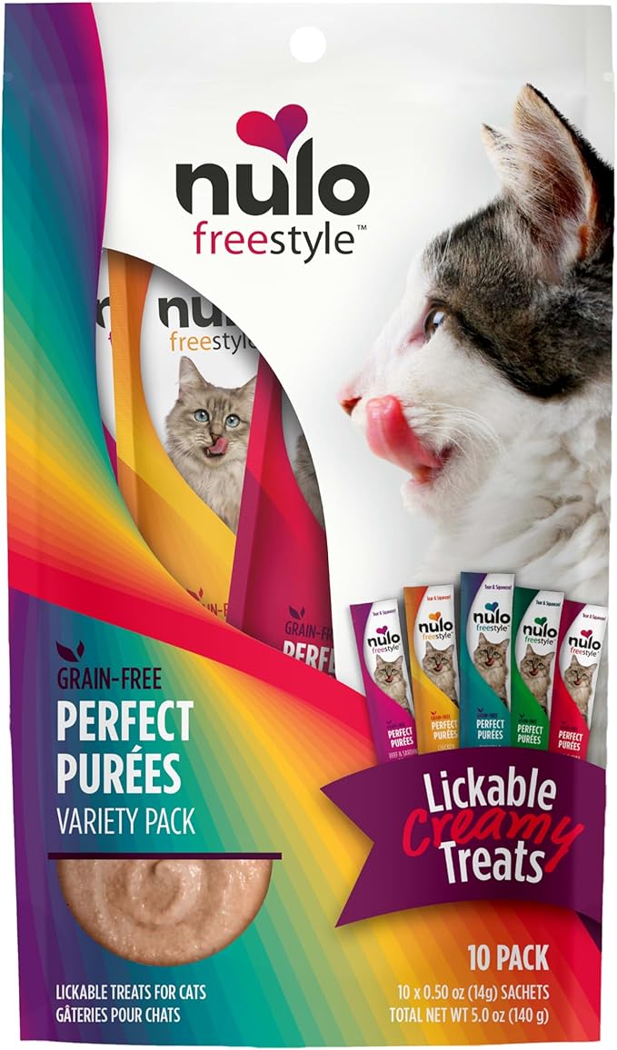Nulo Freestyle Grain-Free Perfect Purees Premium Wet Cat Treats, Squeezable Meal Topper for