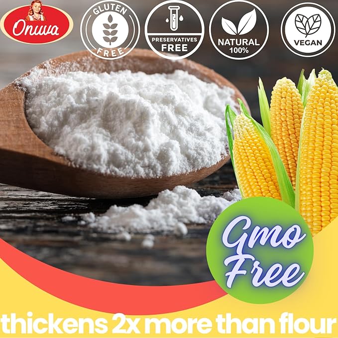 Corn Starch by Onuva - 25 lbs , (11,3 kg) - Gluten Free - Vegan - Thickener For Sauces, Soup, &
