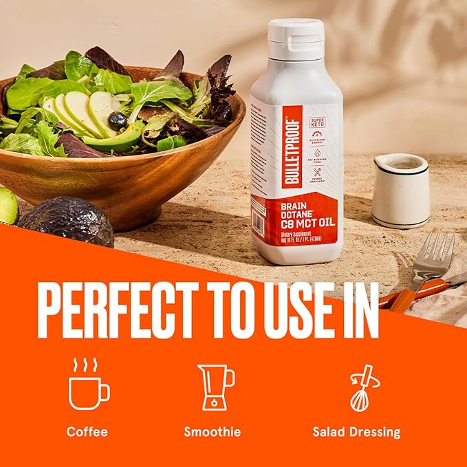 Bulletproof Coconut Brain Octane C8 MCT Oil, 16 Ounces, Premium Keto Supplement for Sustained