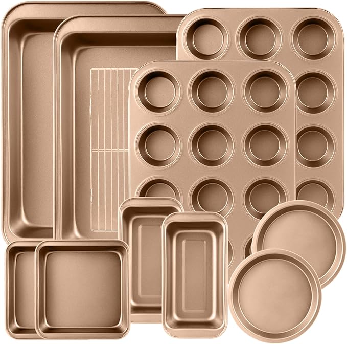 11-Piece Nonstick Baking Pans Set - Professional Grade Carbon Steel Bakeware with Premium Coating