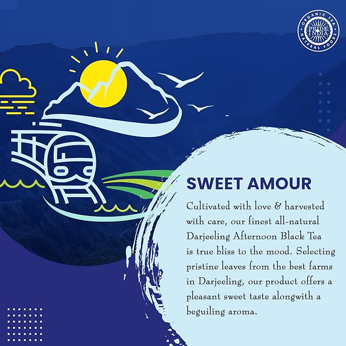Pride of India | Darjeeling Amber: Afternoon Black Tea | 15 Pyramid Full Leaf Individually Wrapped