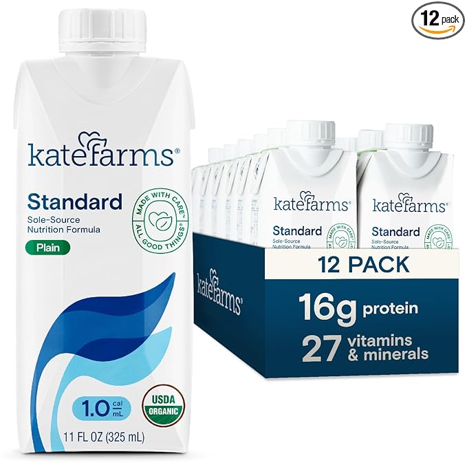 KATE FARMS Organic 1.0 Sole-Source Nutrition Shake, Plain, 16g Protein, 27 Vitamins and Minerals