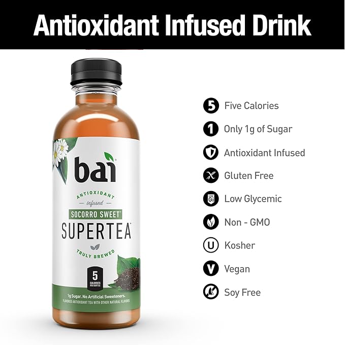 Bai Iced Tea, Socorro Sweet, Antioxidant Infused Supertea, Crafted with Real Tea (Black Tea, White