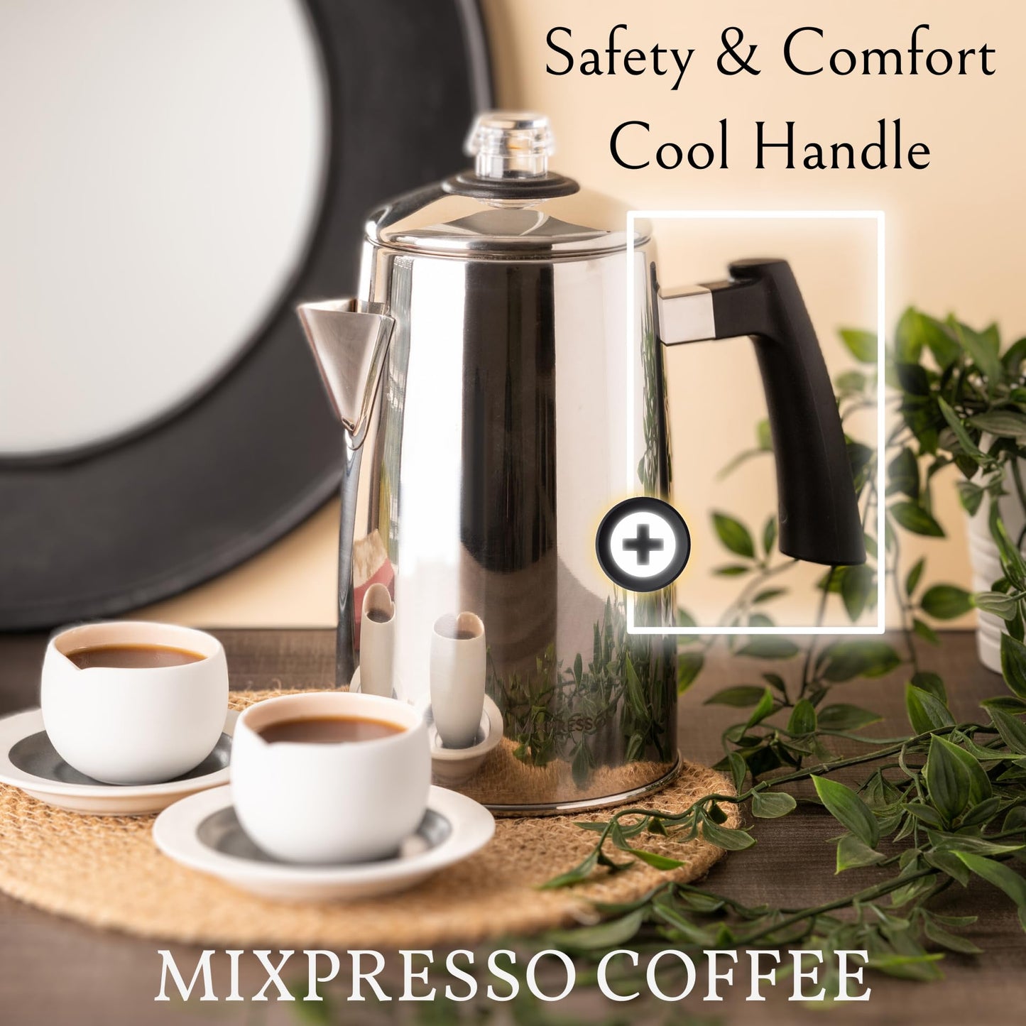 Mixpresso 12 Cup Coffee Percolator Stovetop, Stainless Steel Coffee Pot