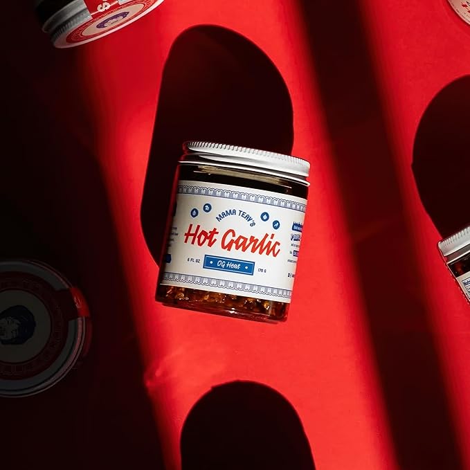 Mama Teav's Hot Garlic Chili Crisp - Spicy, Crunchy, Umami Chili Oil with Garlic & Cambodian Chilis
