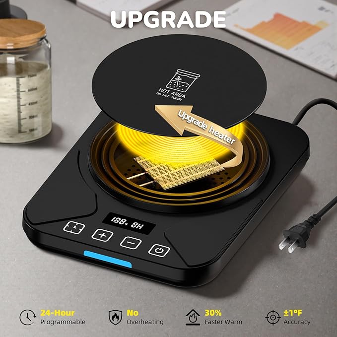 Sourdough Starter Warmer Mat - 24H Timer - Precise 1°F Thermostat Control (70-100°F) - Smart Memory
