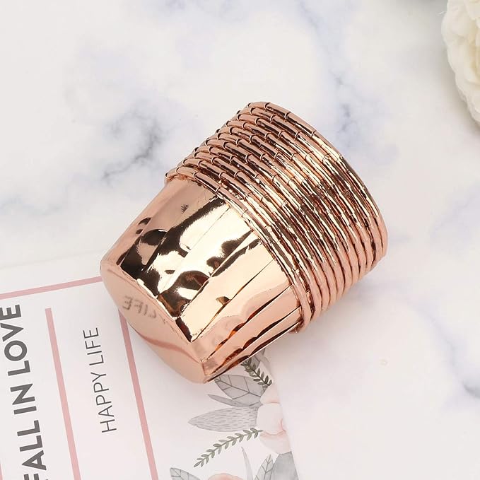 EUSOAR Gold Cupcake Cups, 1.9" x 1.6" x2.7" Disposable Muffin Liners 50pcs, Rose Gold Cupcake