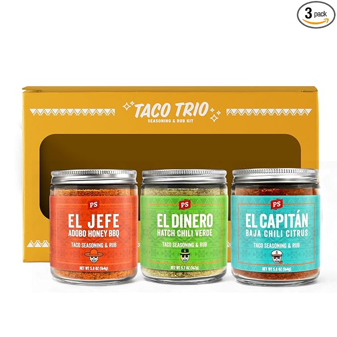 PS Seasoning Taco Box ??El Jefe, El Dinero, El Capitan - Complete Taco Tuesday Seasoning Kit & BBQ