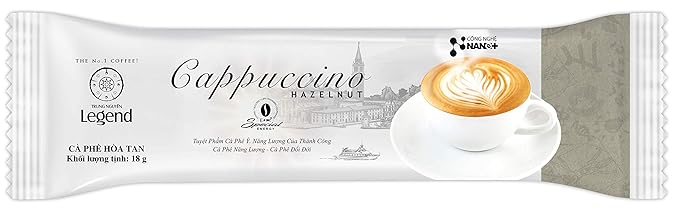 TRUNG NGUYEN LEGEND Cappuccino Hazelnut Instant Coffee Single Served Stick for Energy Boost (8oz