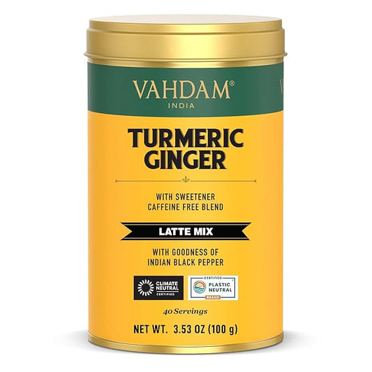 VAHDAM, Golden Milk Powder/Turmeric Ginger Latte Mix (100g, 40 Cups) Caffeine-Free | Powerful