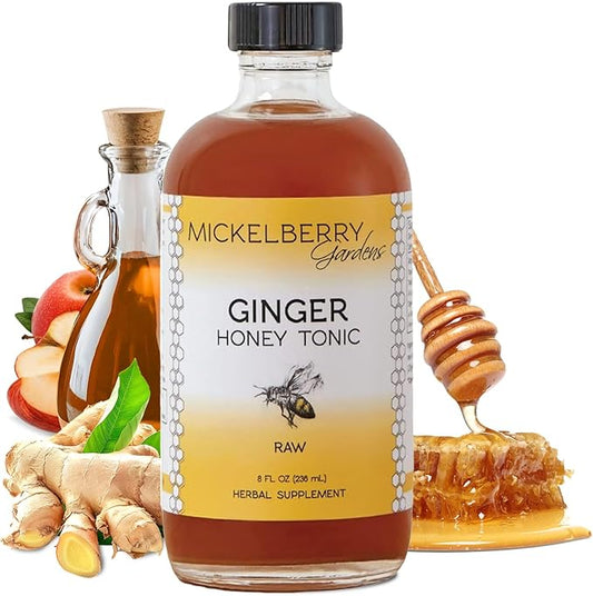 Mickelberry Gardens Immune Support Ginger Honey Tonic – Organic Ginger Shots & Syrup for Immunity