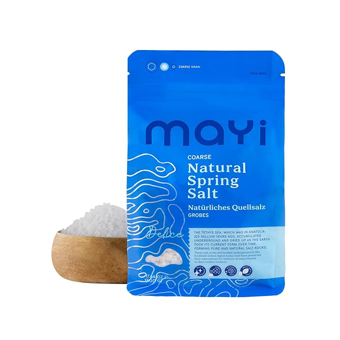 MAYİ Ancient Natural Spring Coarse Salt 1.1 lb - Hand-Harvested, Kosher, Microplastic-Free