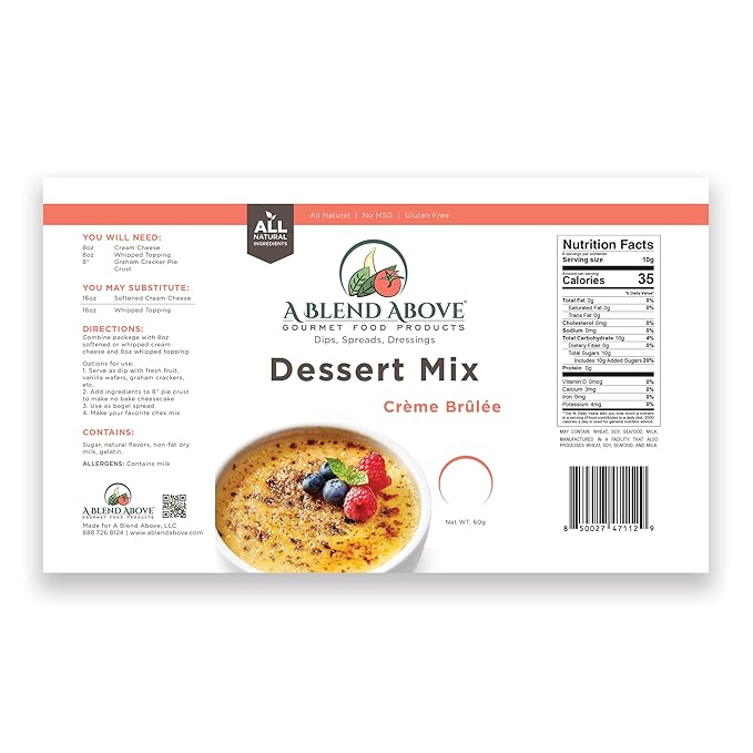 A Blend Above Creme Brulee No-Bake Dessert Mix, 3 Pack, No-Bake Cheesecake, Fruit Dip, Dessert Mix