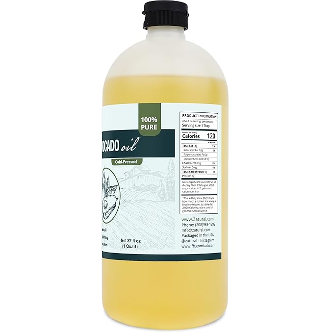 Zatural 100% Avocado Oil Pure Natural without Additives, Clean, Cold Pressed, Non-GMO, Vegan: For