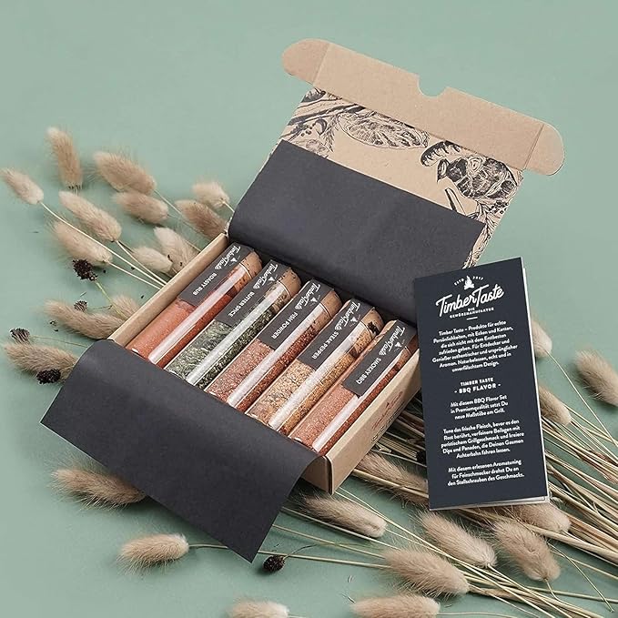 TIMBER TASTE® BBQ Spice Rub Gift Set - BBQ Seasonings and Rubs - from Somkey to Spicy Grilling Gift
