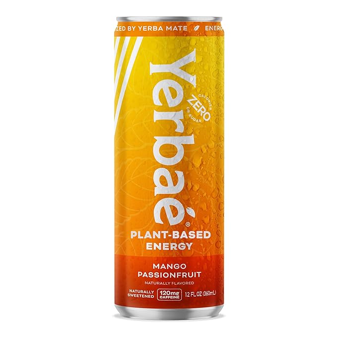 Yerbaé Energy Beverage, Mango Passion Fruit, 120mg Caffeine. No Sugar/Calories/Carbs, Energized by