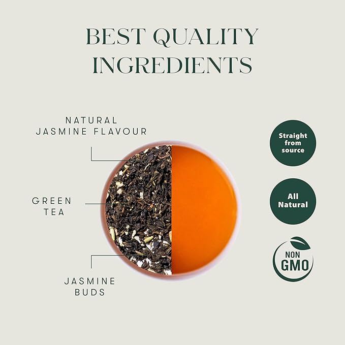 Luxmi Estates Midnight Bloom Organic Jasmine Tea (25 Tea Bags) Mildly Caffeinated Tea Bags For