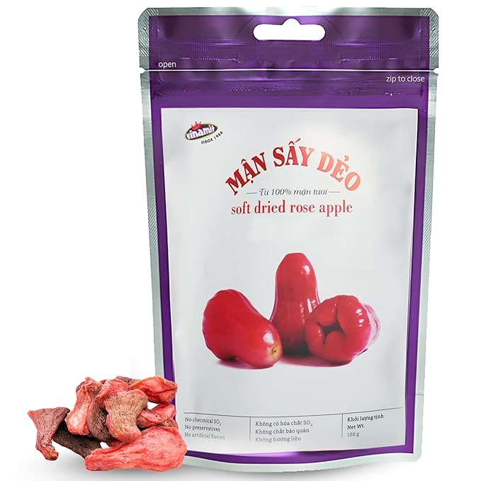 Vinamit Soft Dried Rose-Apple | Dried Plums 3.5 oz Bag | Tropical Fruit Snack | Vegan, Gluten-Free