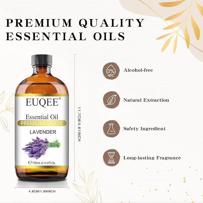 Lavender Essential Oil 118mL Pure Lavender Oil Large Capacity Essential Oil with Glass Dropper for
