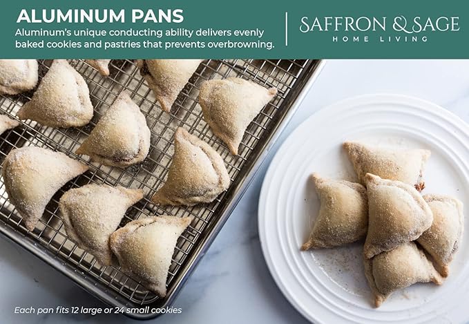 Commercial Quality Cookie Sheet and Rack - Aluminum Half Sheet Baking Pan and Stainless Steel