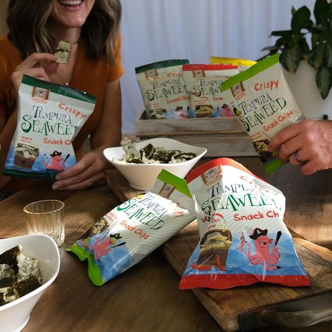 Japanese Tempura Seaweed Chips, Noriten ??Sweet Chili Flavor | 0.95oz x 5 Pack | Made in Japan by