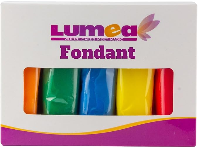 Dekozauber24 Fondant Icing Multipack, 5 Colors, 3.5oz (100g) rolling fondant per color, for