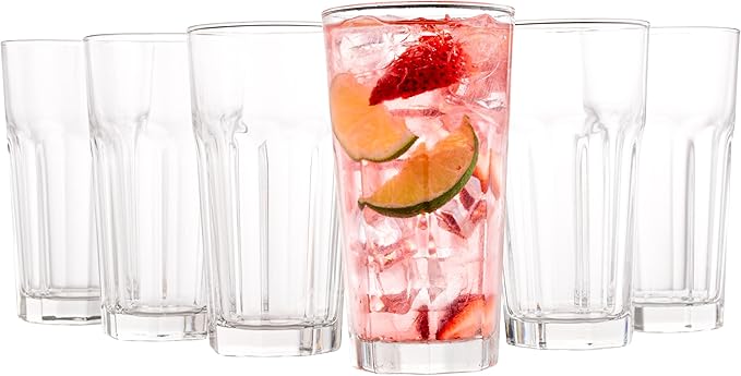 Vikko Drinking Glasses, 11 Ounce Glass Cups, Durable Glasses Drinking Set of 6, Tall Water Glasses
