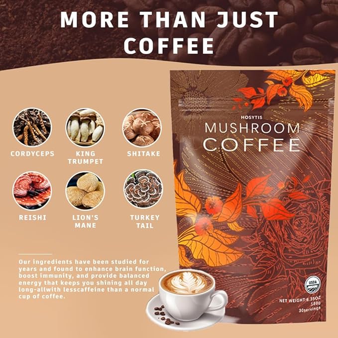 Mushroom Coffee With Lion's Mane, Reishi, Cordyceps, Shiitake, King Trumpet & Turkey Tail Everyday