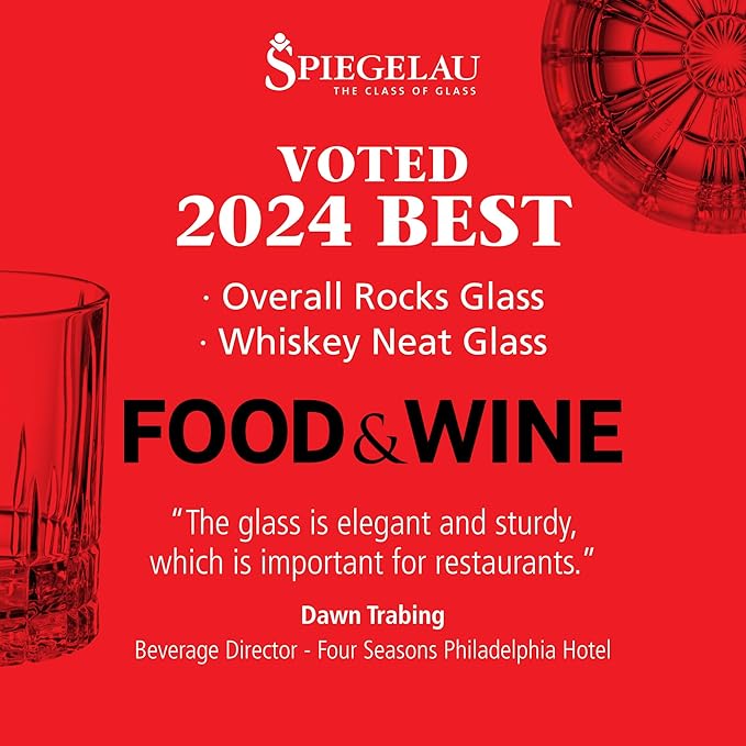 Spiegelau Perfect Serve Double Old Fashioned Glasses Set of 4 - Lowball Cocktail Glasses