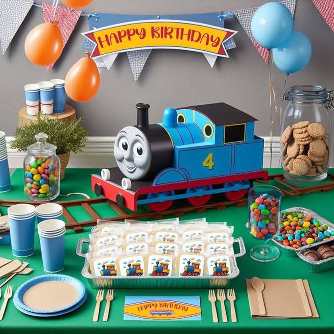 Train Cookies Choo Choo Train Theme Party Favors | Individually Wrapped 24 Pack Themed Cookies |