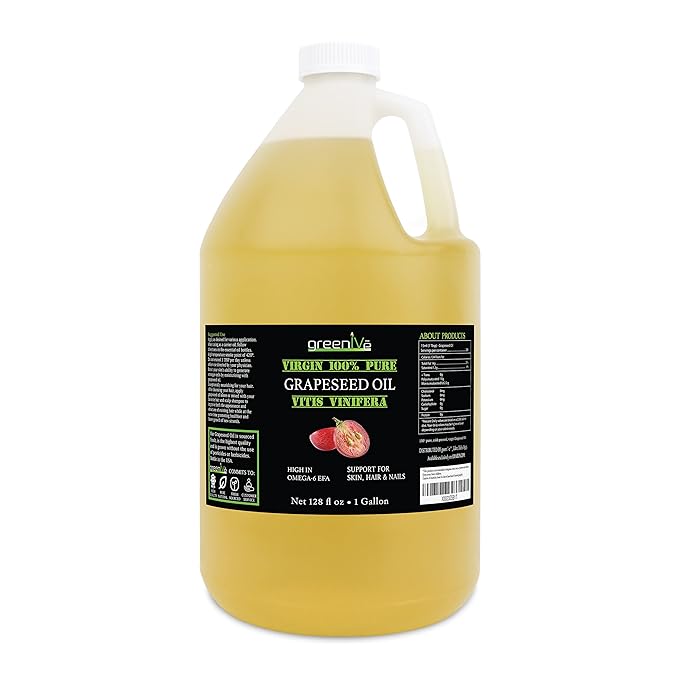 GreenIVe Grapeseed Oil Organically Grown 100% Pure Cold Pressed Light Flavor High Tempurature