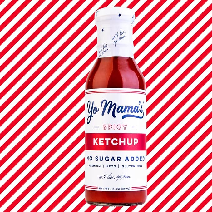 Yo Mama's Foods Keto Spicy Ketchup ??Pack of (4) - No Sugar Added, Low Carb, Vegan, Gluten Free