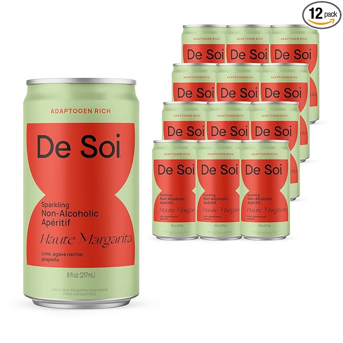 De Soi Haute Margarita Mocktails NA Drinks 8 fl oz (12-pack) - Adaptogen Drink, Sparkling Drink