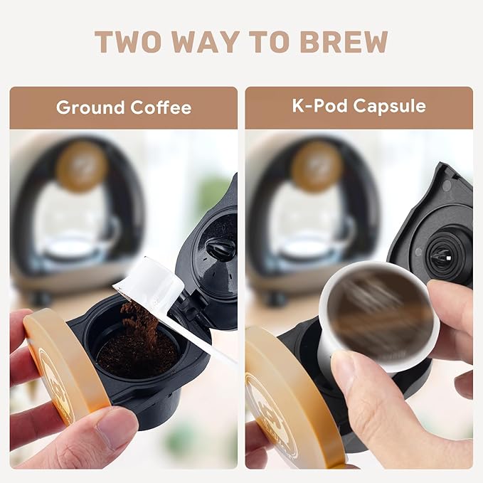 Single Serve Coffee Maker,Fast Brew in 2 minutes,Stylish＆Compact Design,MINI Q 2 IN 1 Coffee
