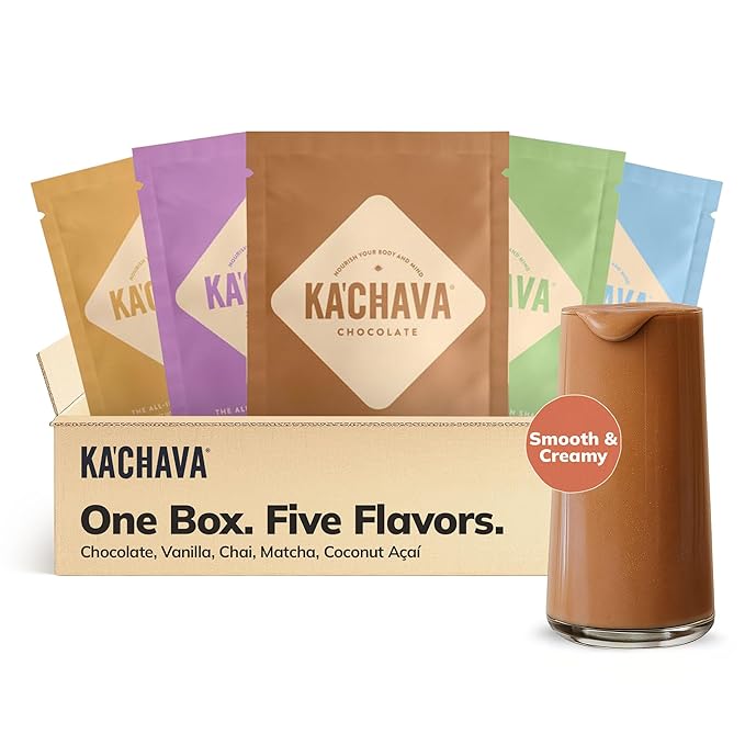 Ka?™Chava All-In-One Nutrition Shake Blend, 5 Flavor Sample Pack, 5 Servings, 85+ Superfoods &
