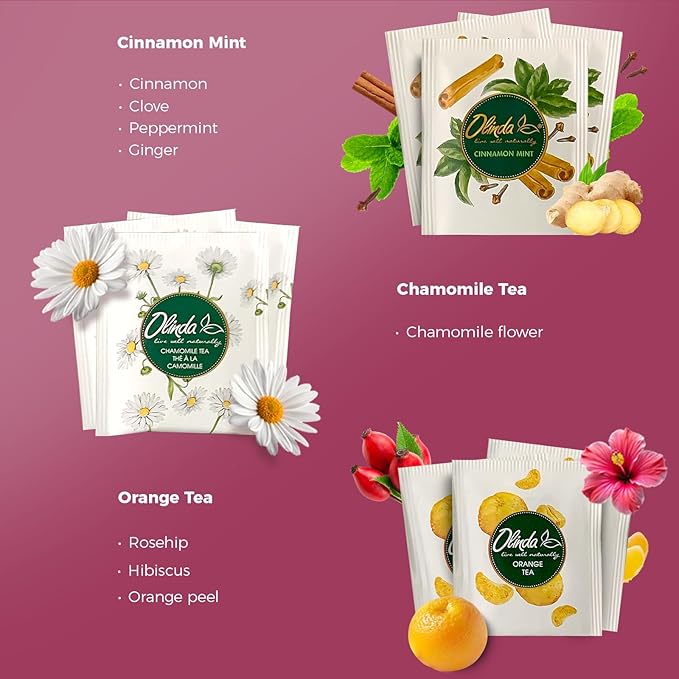 Olinda Healing Flowers & Roots Gift Box Natural Caffeine Free Tea Organic Herbal Tea Bags Healthy