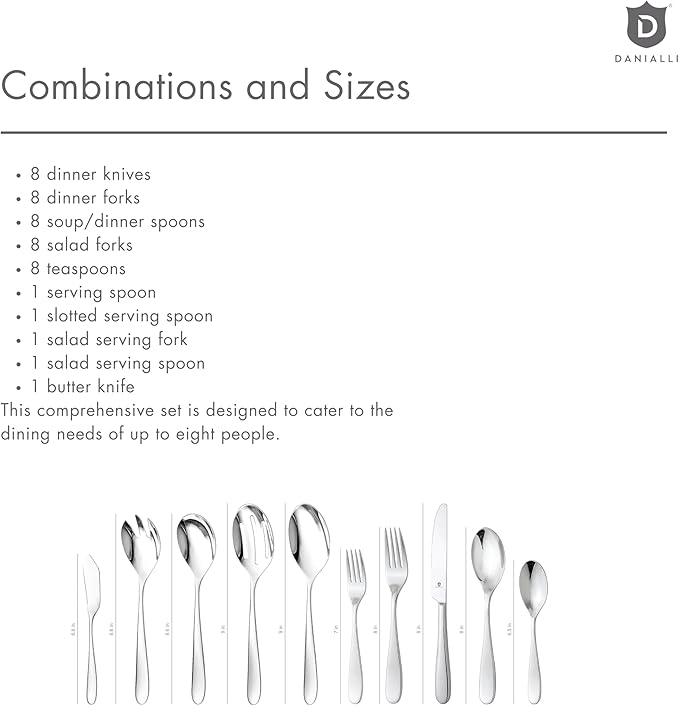 Silverware Set for 8 with Serving Utensils, 18/10 Stainless Steel Flatware, Mirror Finish