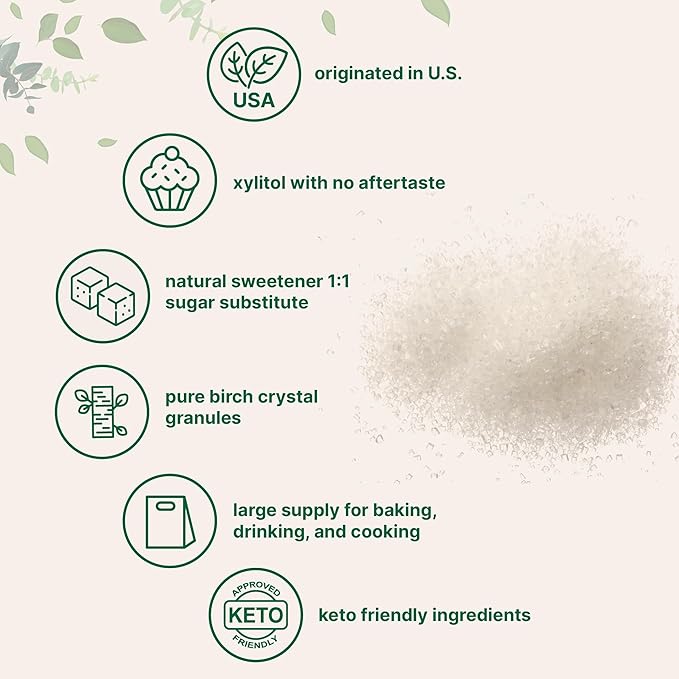 Xylitol Sweetener, 6 Pounds, Natural Sweetener, 1:1 Sugar Substitute and Low Calorie, Great for