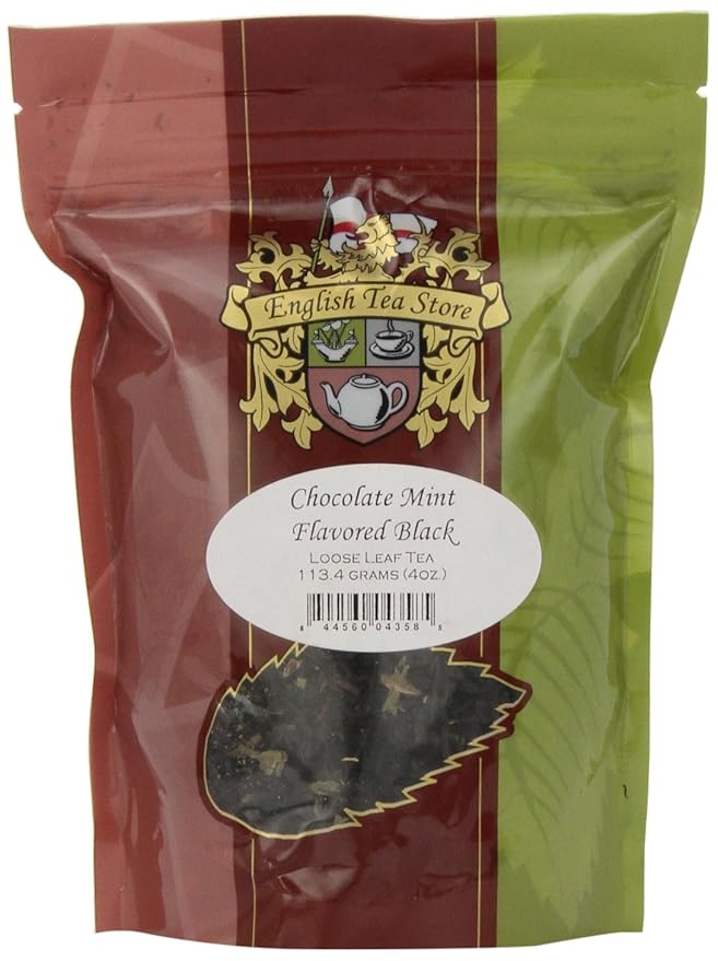 English Tea Store Chocolate Mint Flavored Black Loose Leaf Tea Pouches - 4oz | Ceylon Black Tea